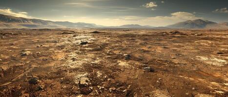 AI generated Barren Landscape With Distant Mountains photo