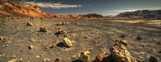 AI generated Majestic Desert Landscape With Rocks and Mountains photo