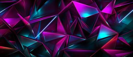 AI generated Abstract Neon Triangular Prism Facets photo