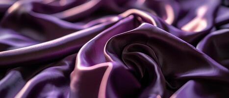 ai generado púrpura seda tela con lujoso brillo foto
