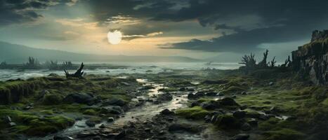 AI generated Mysterious Seascape at Dawn photo