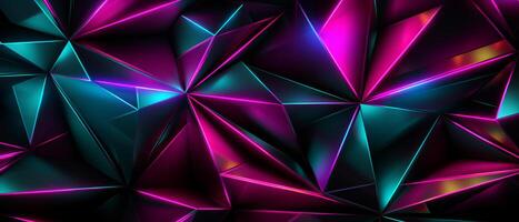 AI generated Abstract Neon Triangular Prism Facets photo