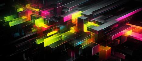 AI generated Dynamic Neon Geometric Shapes photo