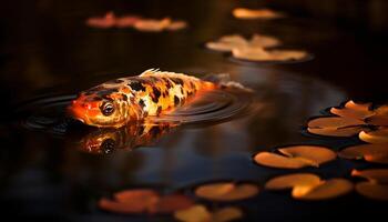 AI generated A beautiful koi carp swims in a tranquil pond generated by AI photo