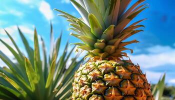 AI generated Fresh pineapple, a tropical fruit, ripe and sweet, in nature generated by AI photo