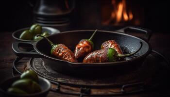 ai generado frescura y calor crear un gastrónomo A la parrilla carne comida generado por ai foto