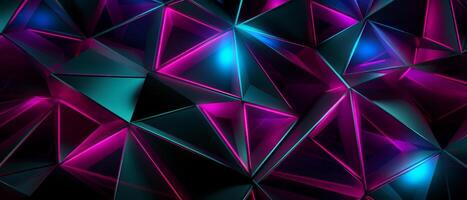 AI generated Abstract Neon Triangular Prism Facets photo