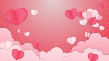 Valentines Day Background Animation paper art valentine's day background with hearts and balloons video