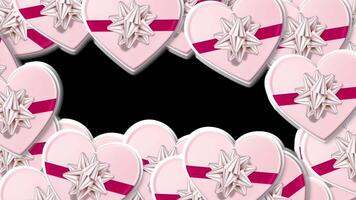 Gift Box Transition Alpha video group of pink hearts with bows on them