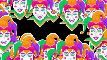 Carnival Joker Transition Alpha Video group of colorful jester masks