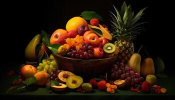 AI generated Freshness of fruit, nature healthy sweet food generated by AI photo