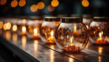 AI generated Glowing candlelight illuminates the dark night, symbolizing spirituality and celebration generated by AI photo