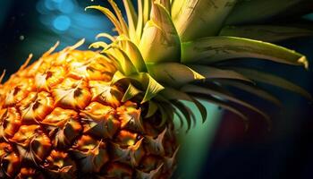 AI generated Freshness of ripe pineapple, a sweet tropical fruit in nature generated by AI photo