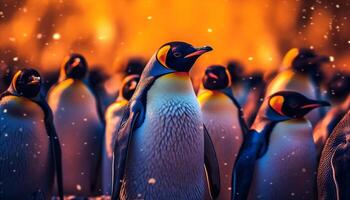 AI generated Cute penguin in blue winter, outdoors, close up, snow, underwater generated by AI photo