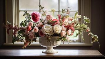 ai generado floral arreglo con invierno, otoño o temprano primavera botánico plantas y flores foto