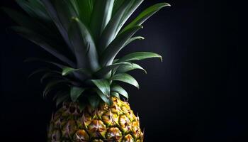 AI generated Freshness and vibrancy of a ripe pineapple in tropical nature generated by AI photo