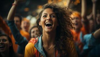 ai generado joven adultos disfrutando un alegre música festival al aire libre generado por ai foto