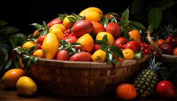 AI generated Freshness of nature healthy eating in a vibrant fruit bowl generated by AI photo