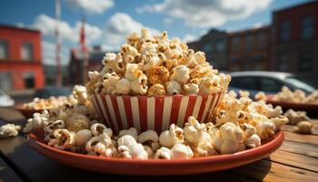 ai generado refrescante meriendas para un película teatro audiencia generado por ai foto