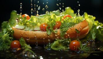 ai generado frescura y naturaleza en un lámina, sano comiendo generado por ai foto