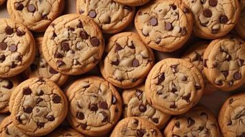 AI generated Chocolate chip cookies background photo