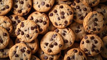 AI generated Chocolate chip cookies background photo