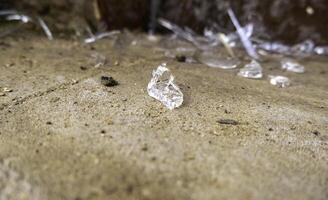 Broken glass on the floor photo