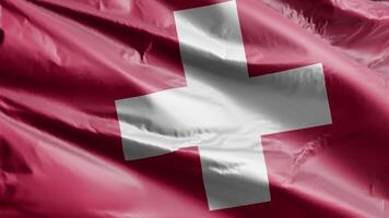 Switzerland flag background realistic waving in the wind 4K video, for Independence Day or Anthem Perfect Loop video