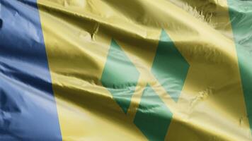 heilige vincent en de grenadines vlag achtergrond realistisch golvend in de wind 4k video, voor onafhankelijkheid dag of hymne perfect lus video