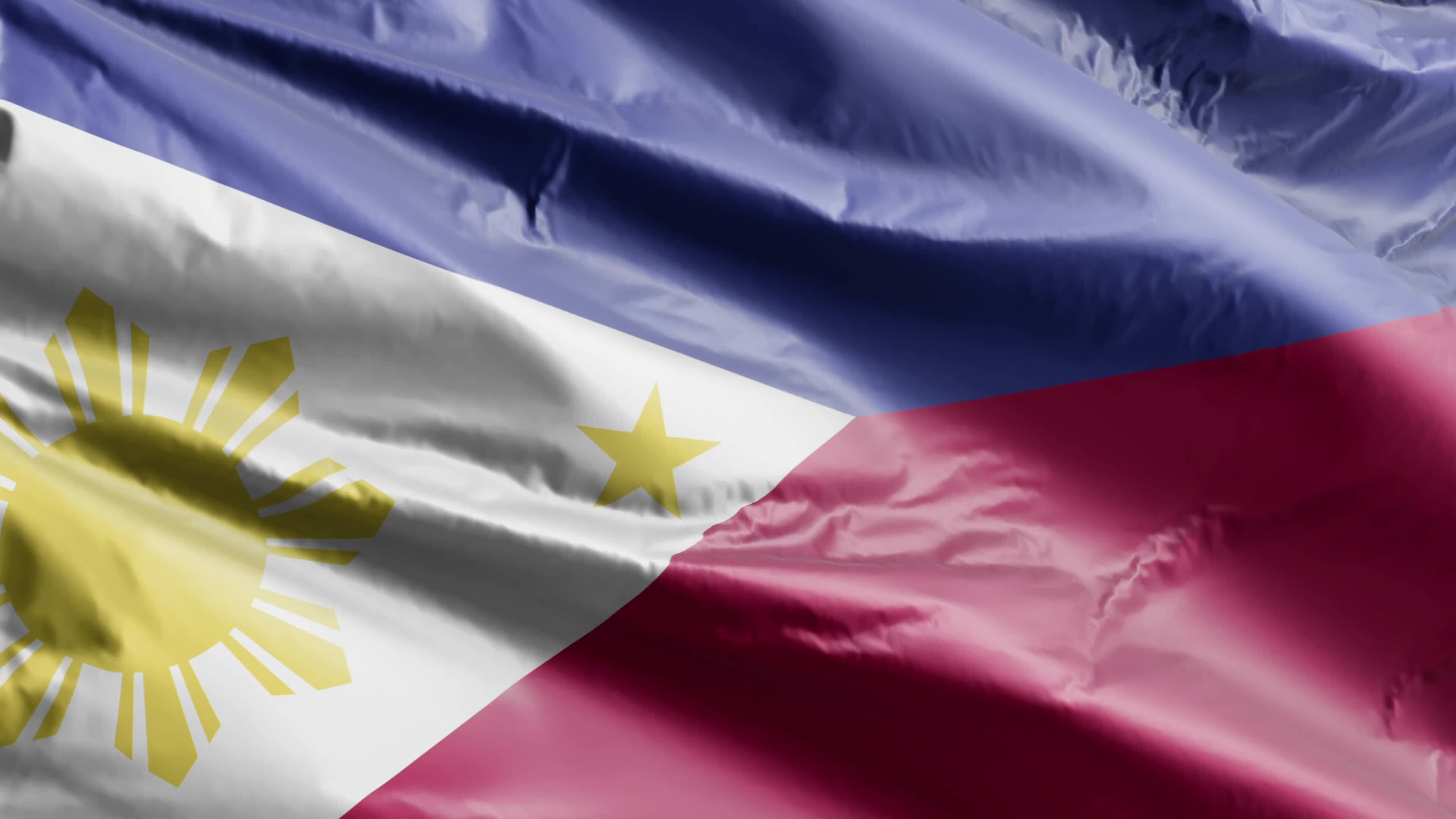 Philippines flag background realistic waving in the wind 4K video, for Independence Day or