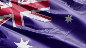 Australien flagga bakgrund realistisk vinka i de vind 4k video, för oberoende dag eller hymn perfekt slinga video