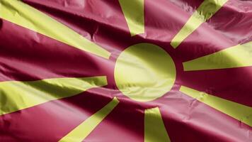 Macedonië vlag achtergrond realistisch golvend in de wind 4k video, voor onafhankelijkheid dag of hymne perfect lus video