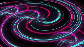 Abstract colorful twirl background with neon rays and glowing lines, stock video