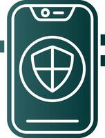 Shield Glyph Gradient Green Icon vector
