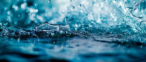 AI generated Close up water splash. Abstract clean soft water splash wallpaper. photo