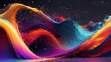 AI generated colorful waves of paint are flowing over a black background video
