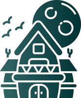 Haunted house Glyph Gradient Green Icon vector