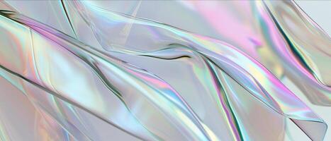 AI generated Close up of holographic glass shapes with light background and colorful reflections. Abstract pattern wallpaper. Texture with nice glossy effect. photo