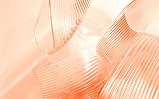 AI generated Close up of holographic glass shapes with peach fuzz color background and colorful reflections. Abstract pattern wallpaper. Texture with nice glossy effect. photo