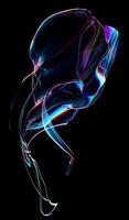AI generated Close up of holographic glass shapes with dark background and colorful reflections. Abstract pattern wallpaper. Texture with nice glossy effect. photo