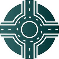 Roundabout Glyph Gradient Green Icon vector