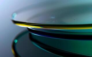 AI generated Close up of holographic glass shapes with dark background and colorful reflections. Abstract pattern wallpaper. Texture with nice glossy effect. photo