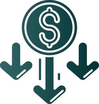 Decrease Glyph Gradient Green Icon vector