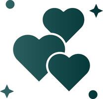 amor glifo degradado verde icono vector