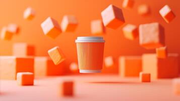ai generado blanco taza para para llevar terminado hermosa naranja antecedentes. café o té concepto. foto