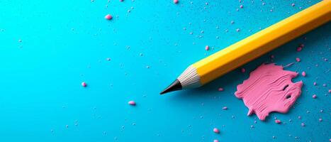 AI generated 3D design of colorful pencils over light blue background. Header with empty space for text, promo or logo. Back to school concept. photo