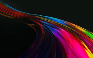 AI generated Close up of holographic glass shapes with dark background and colorful reflections. Abstract pattern wallpaper. Texture with nice glossy effect. photo