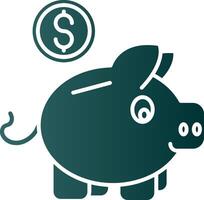 cerdito banco glifo degradado verde icono vector