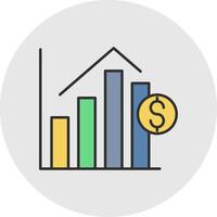 Bar Chart Line Filled Light Circle Icon vector