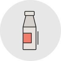 Leche botella línea lleno ligero circulo icono vector